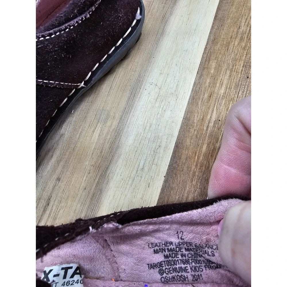 Genuine Kids By Oshkosh Mary Janes Brown Suede With‎ Cute Flowers Kids Size 12